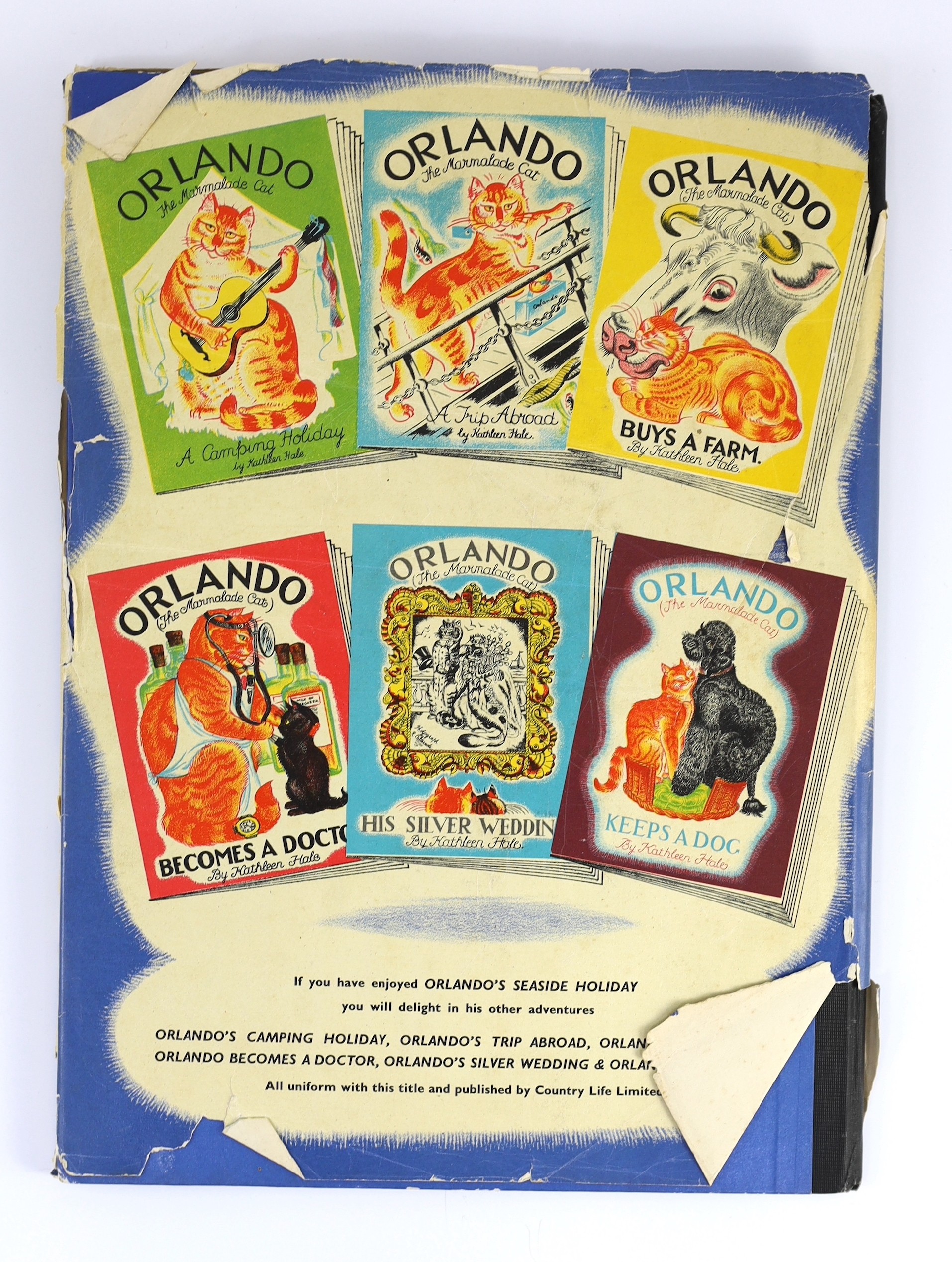 Hale, Kathleen - Orlando (the Marmalade Cat). Becomes a Doctor. First edition, coloured pictorial title and coloured illus. throughout. publisher's coloured pictorial wrappers, folio.